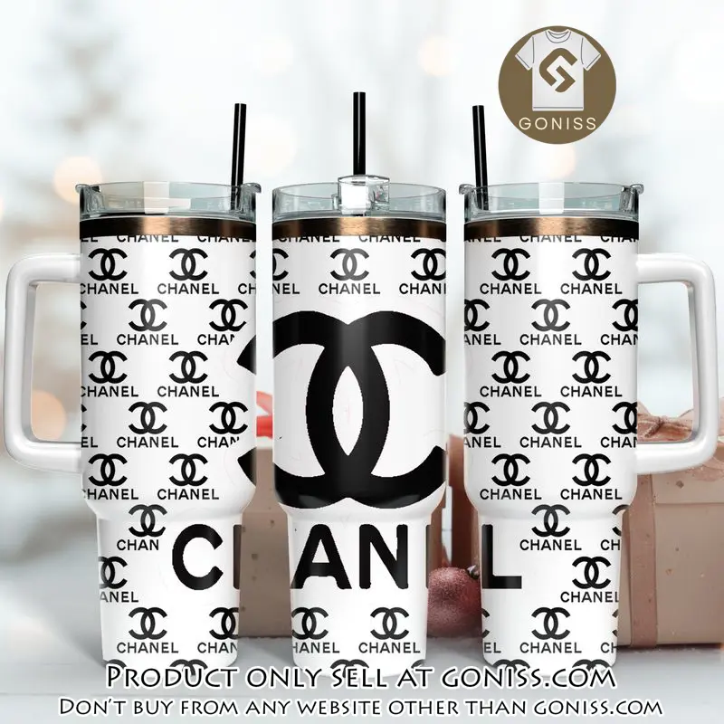 Black chanel logo 40oz stanley tumbler ktb1061 gn1038251